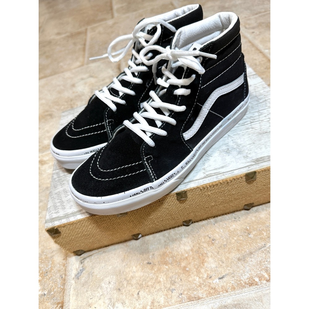 Vans Sk8-Hi Black White Suede‎ Canvas High Top Sneakers Womens 7.5 Mens 6